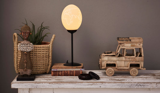 Fame to fortune: ostrich feathers to ostrich eggshell lamps