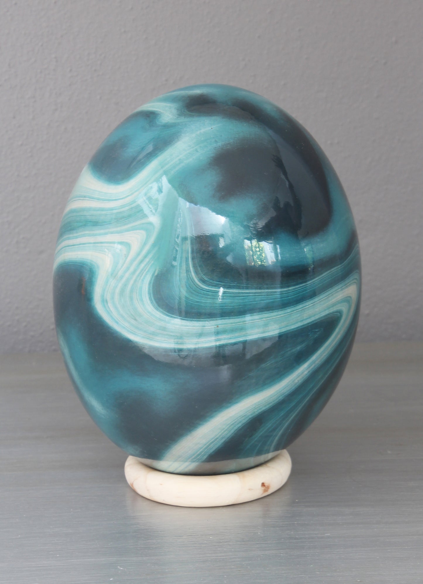 Watercolour design decoupage ostrich egg