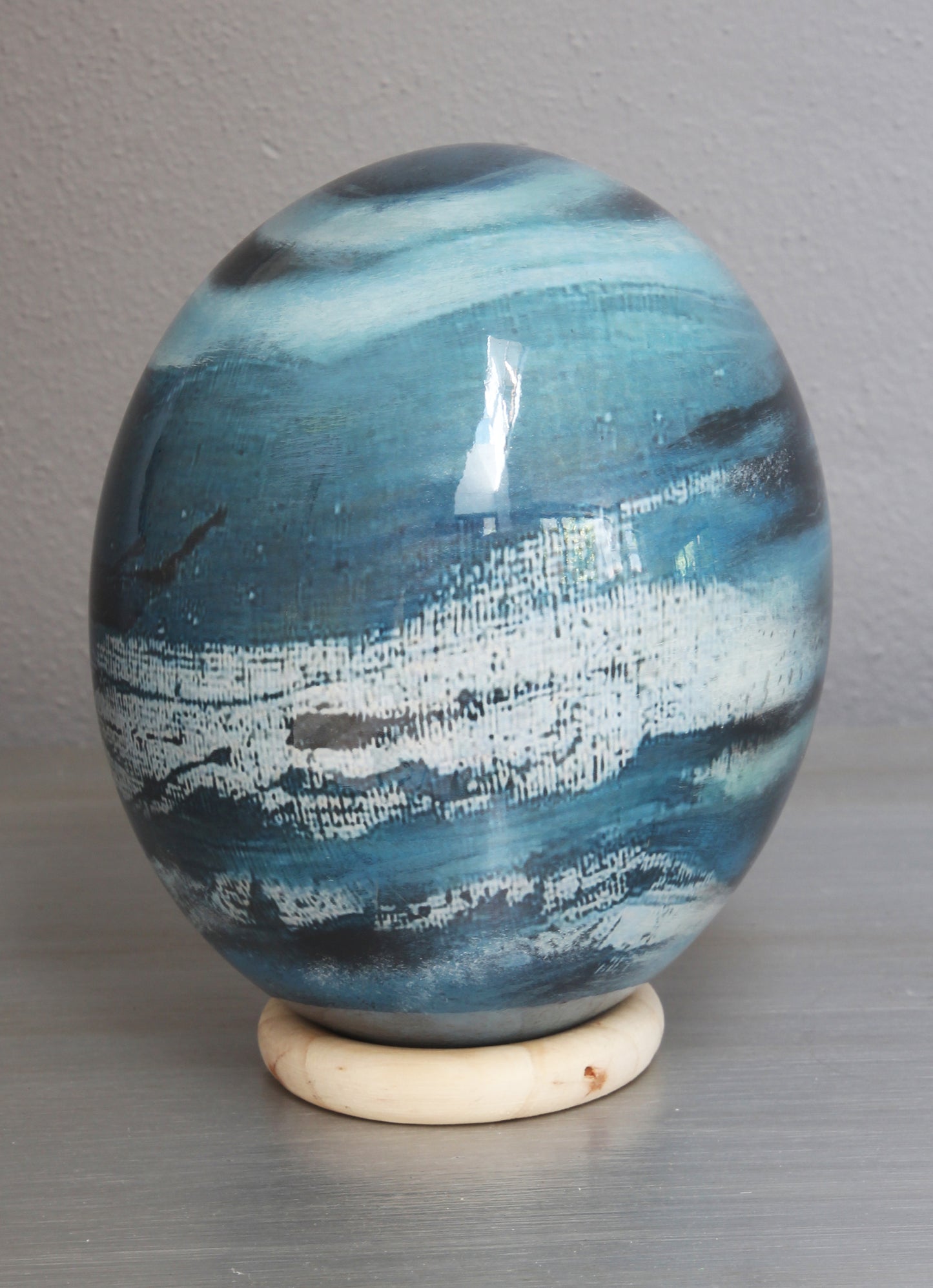 Watercolour design decoupage ostrich egg