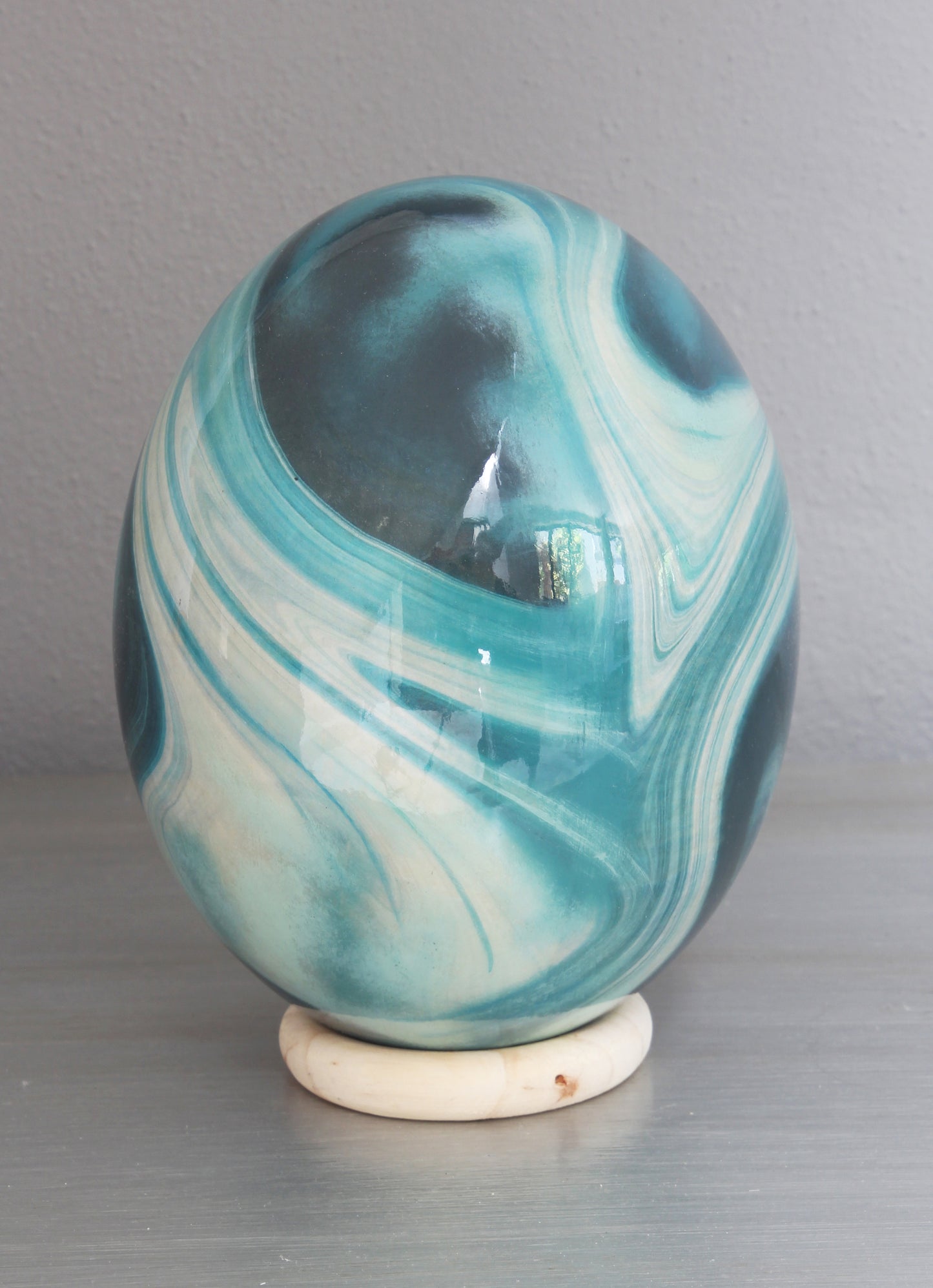 Watercolour design decoupage ostrich egg