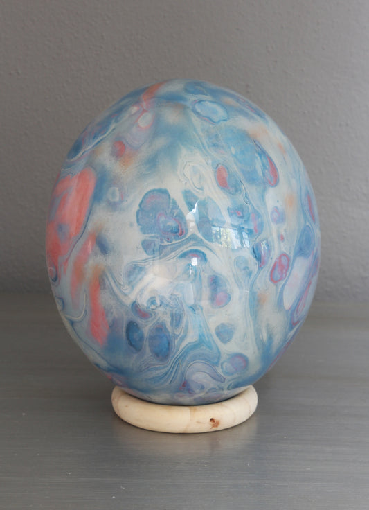 Watercolour design decoupage ostrich egg