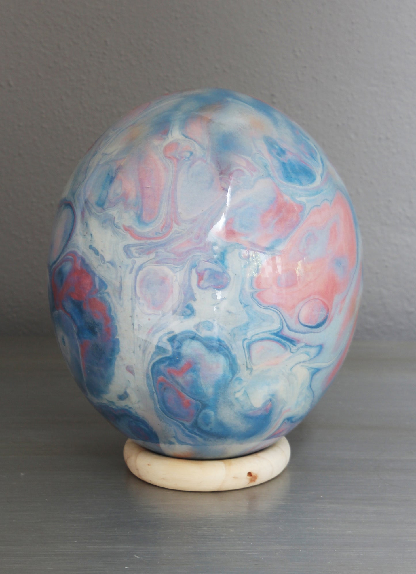 Watercolour design decoupage ostrich egg