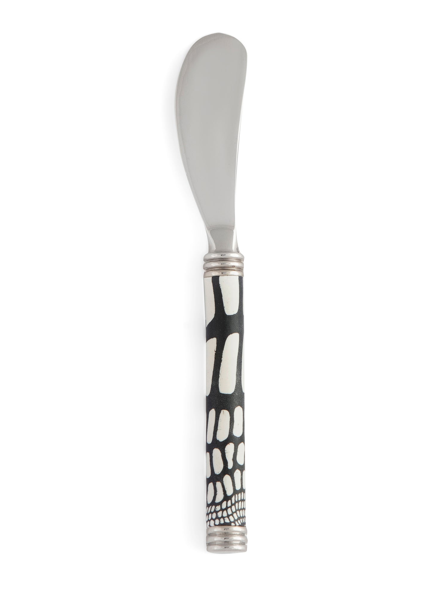 Fimo clay and silver-plated butterknife in a wooden gift box