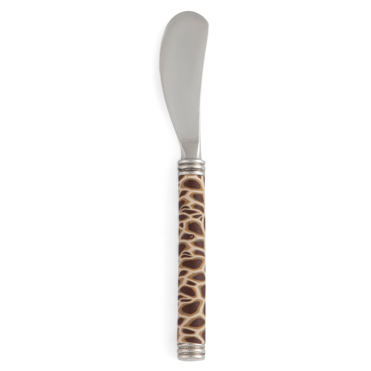Fimo clay and silver-plated butterknife in a wooden gift box