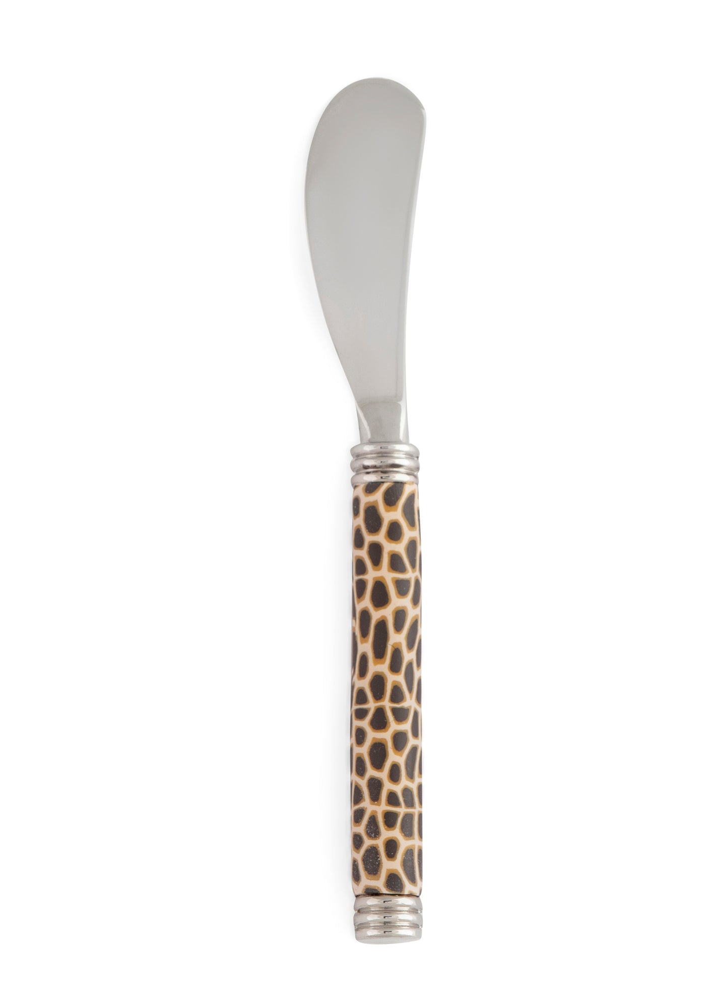 Fimo clay and silver-plated butterknife in a wooden gift box