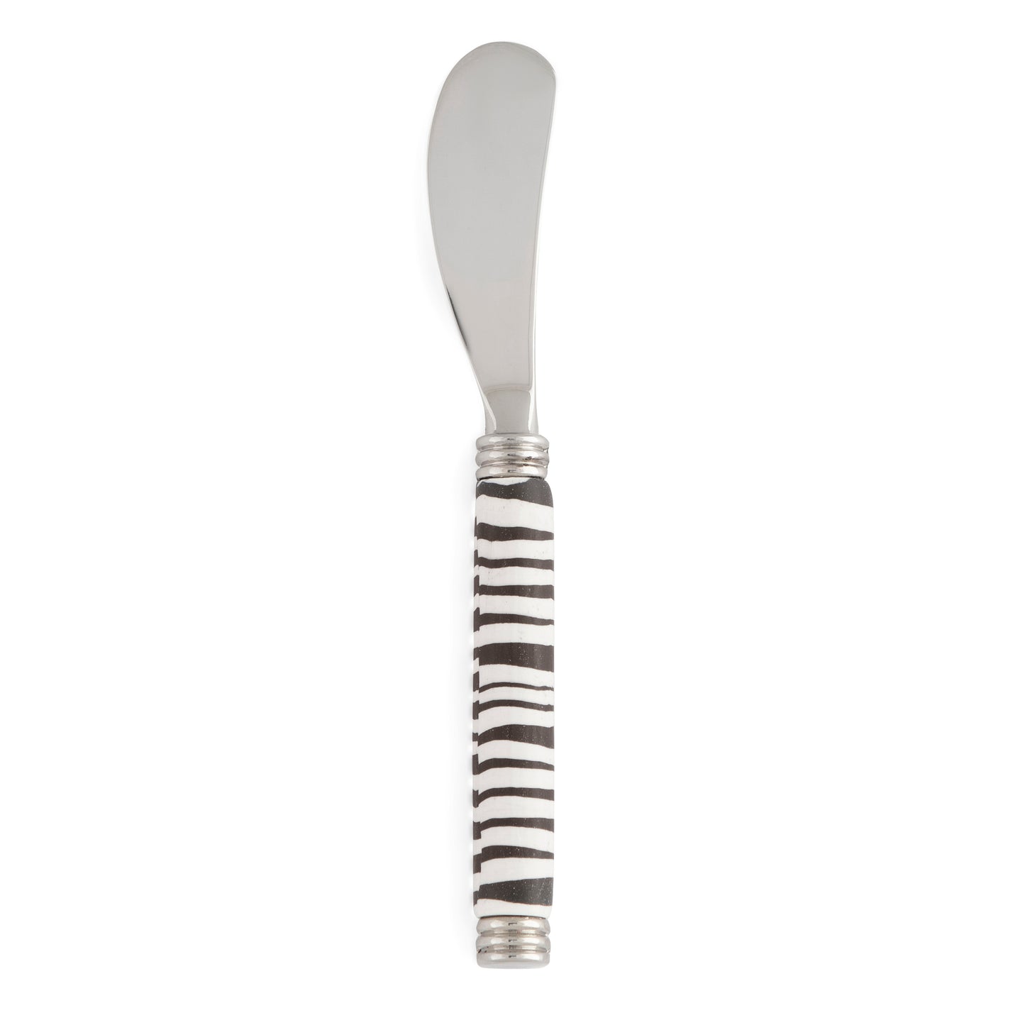 Fimo clay and silver-plated butterknife in a wooden gift box