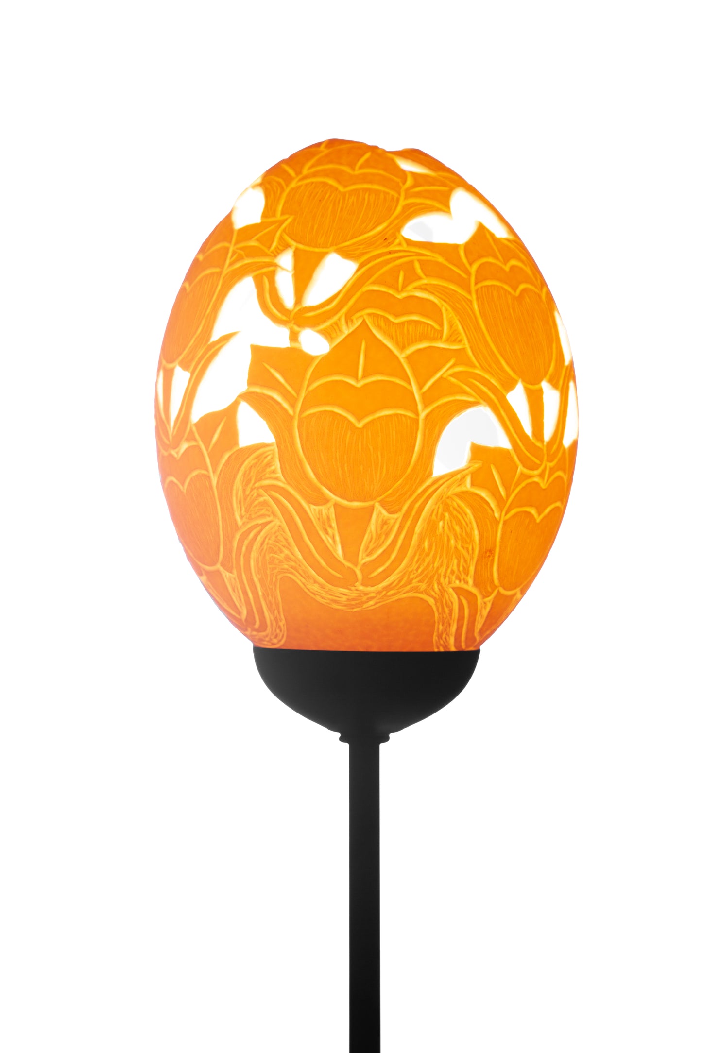 Tulip themed ostrich egg lamp