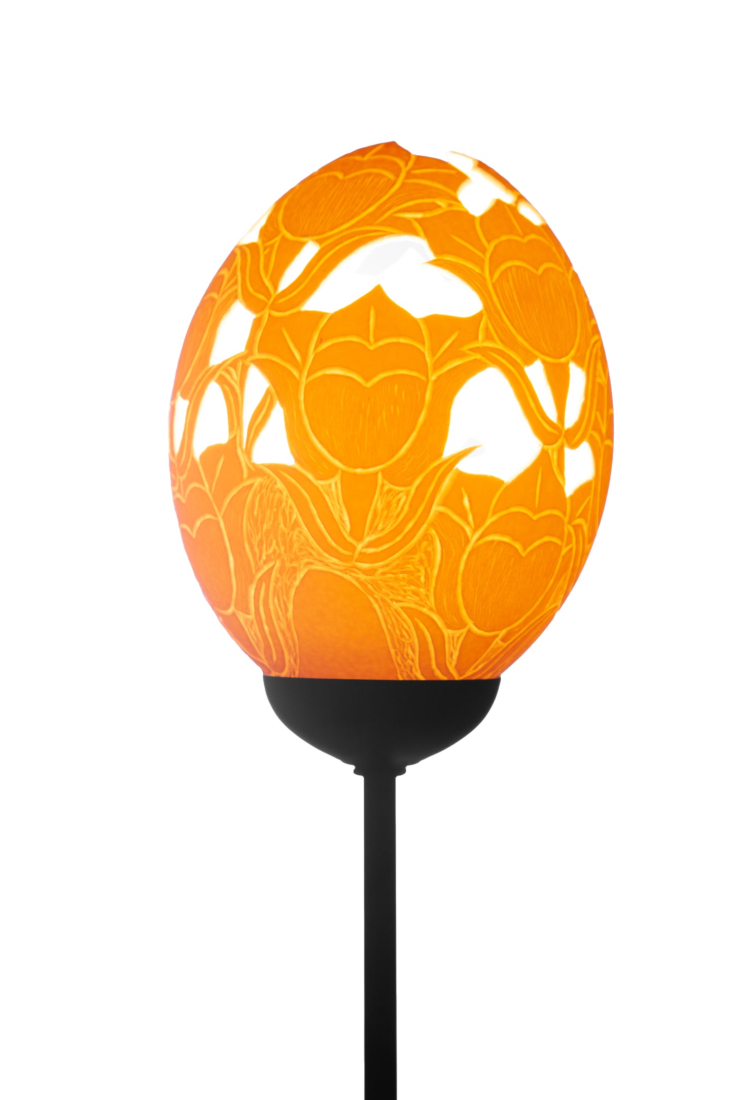 Tulip themed ostrich egg lamp