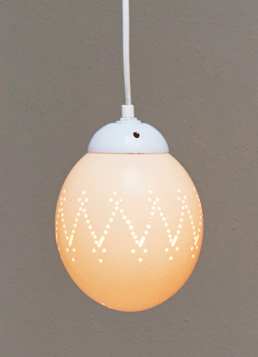 Natural ostrich eggshell pendant light