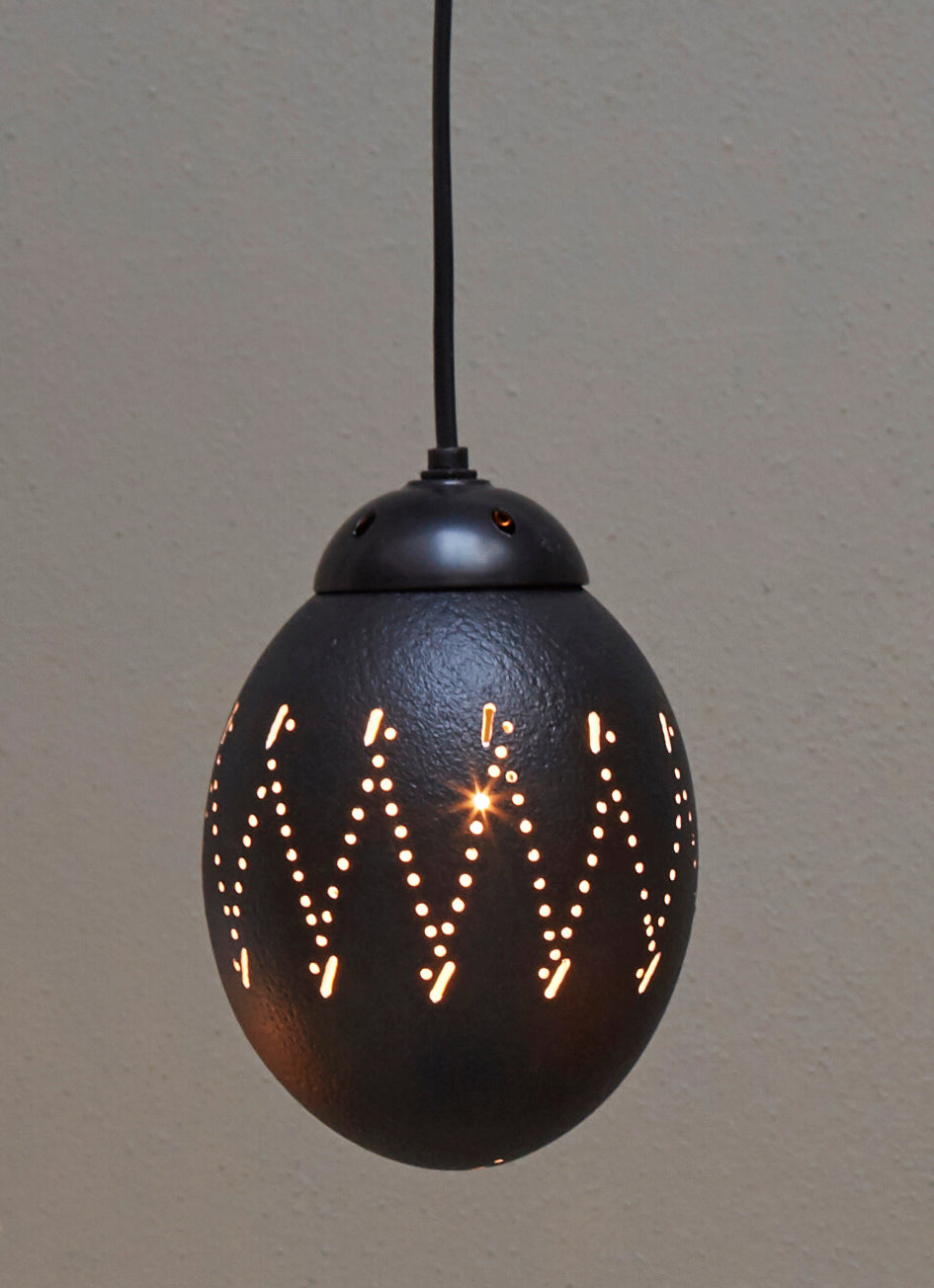 Black ostrich eggshell pendant light