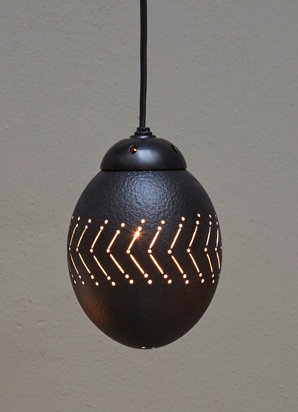 Black ostrich eggshell pendant light