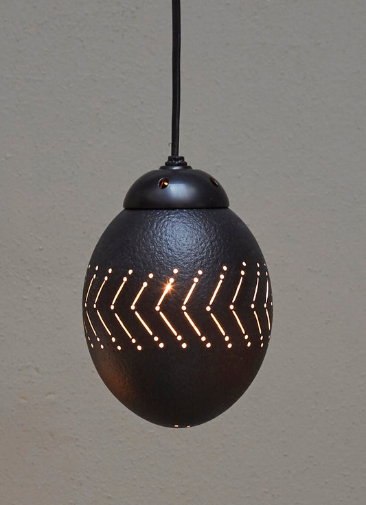 Black ostrich eggshell pendant light