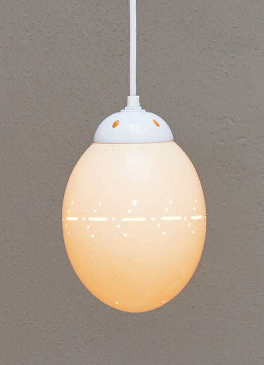 Natural ostrich eggshell pendant light