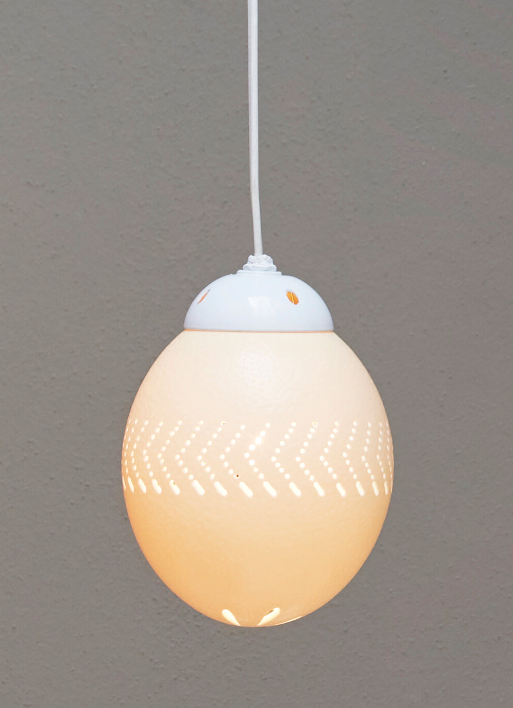 Natural ostrich eggshell pendant light