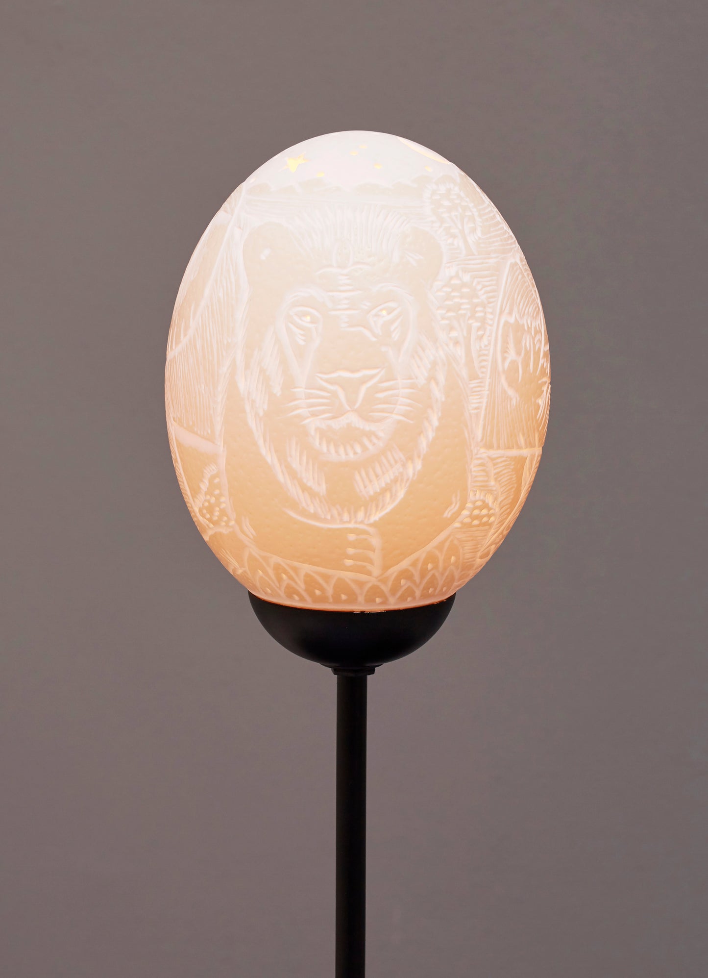 Big 5 night themed ostrich egg lamp