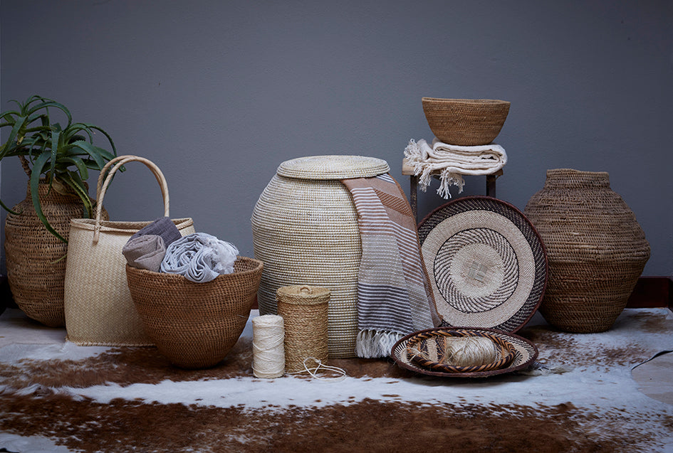 Handwoven floor basket