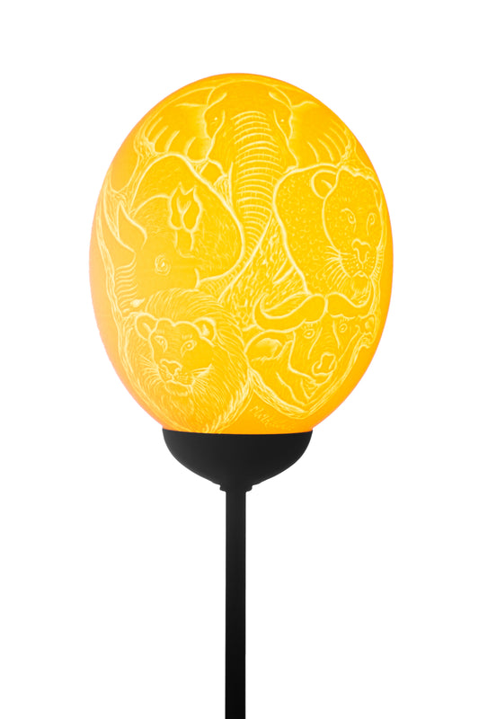 Big 5 Africa Heads ostrich egg lamp