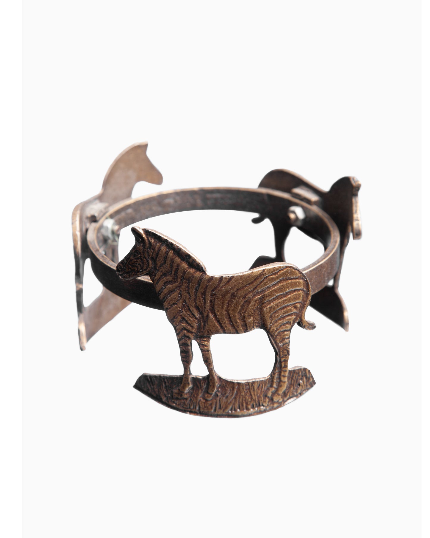 Zebra brass ostrich egg stand