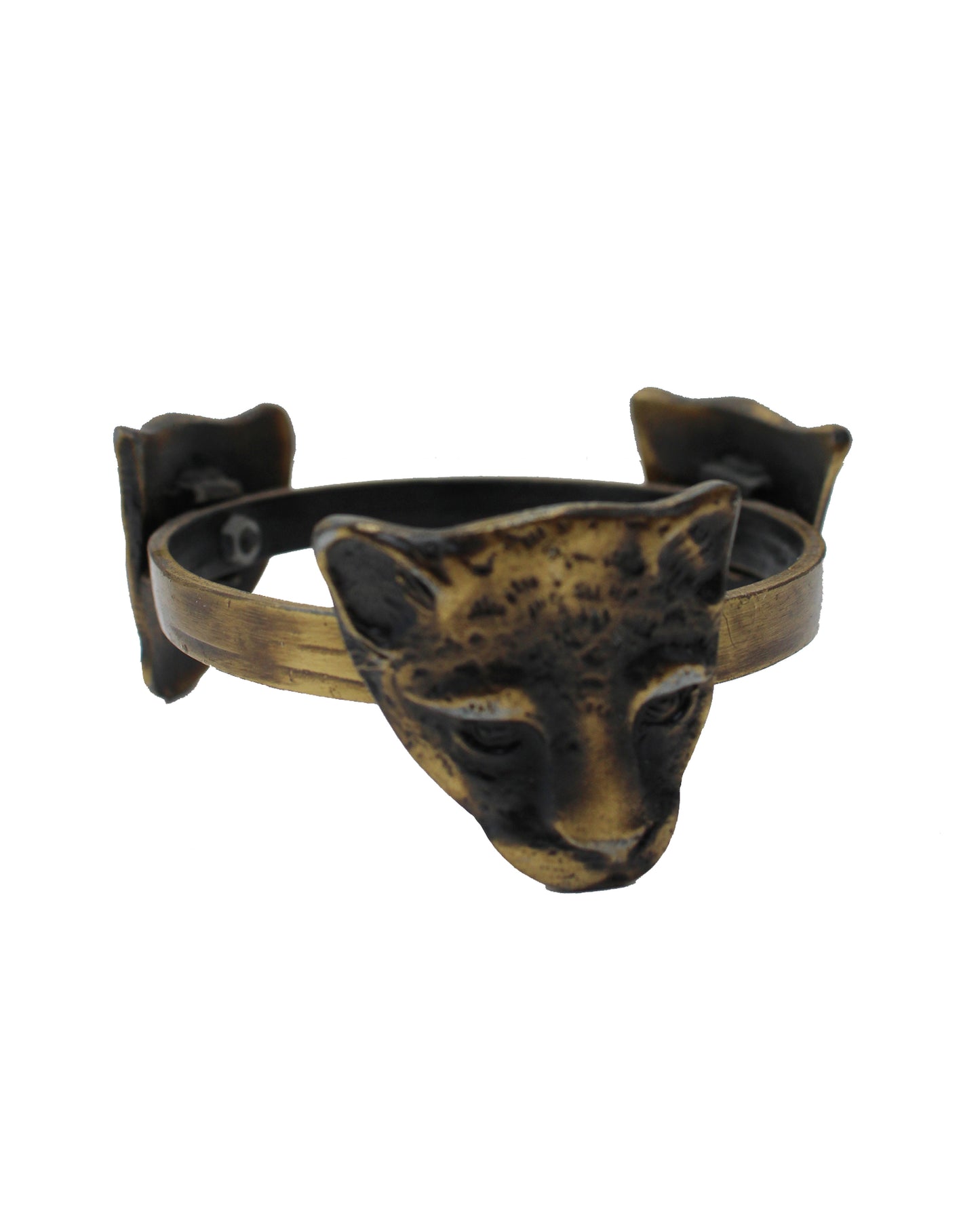 Cat brass ostrich egg stand