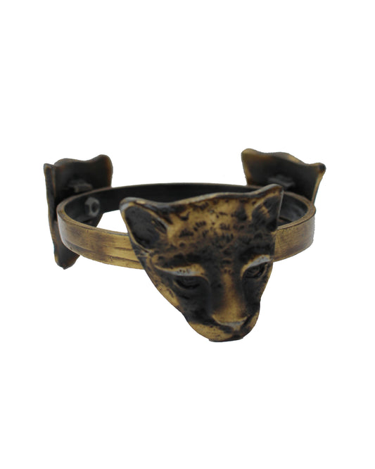 Cat brass ostrich egg stand