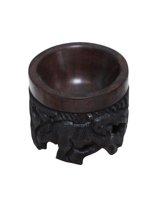 Ebony carved wooden egg stand