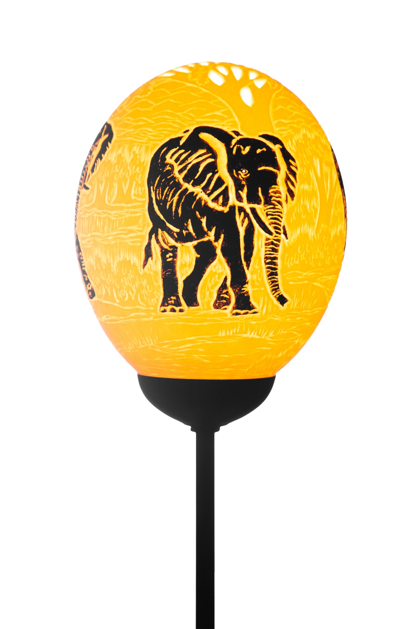 Elephant black ostrich egg lamp
