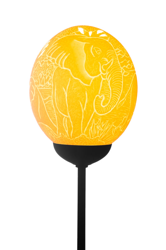 Elephant themed ostrich egg lamp
