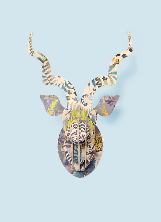 Kudu with Artist Leopard Print wall mount