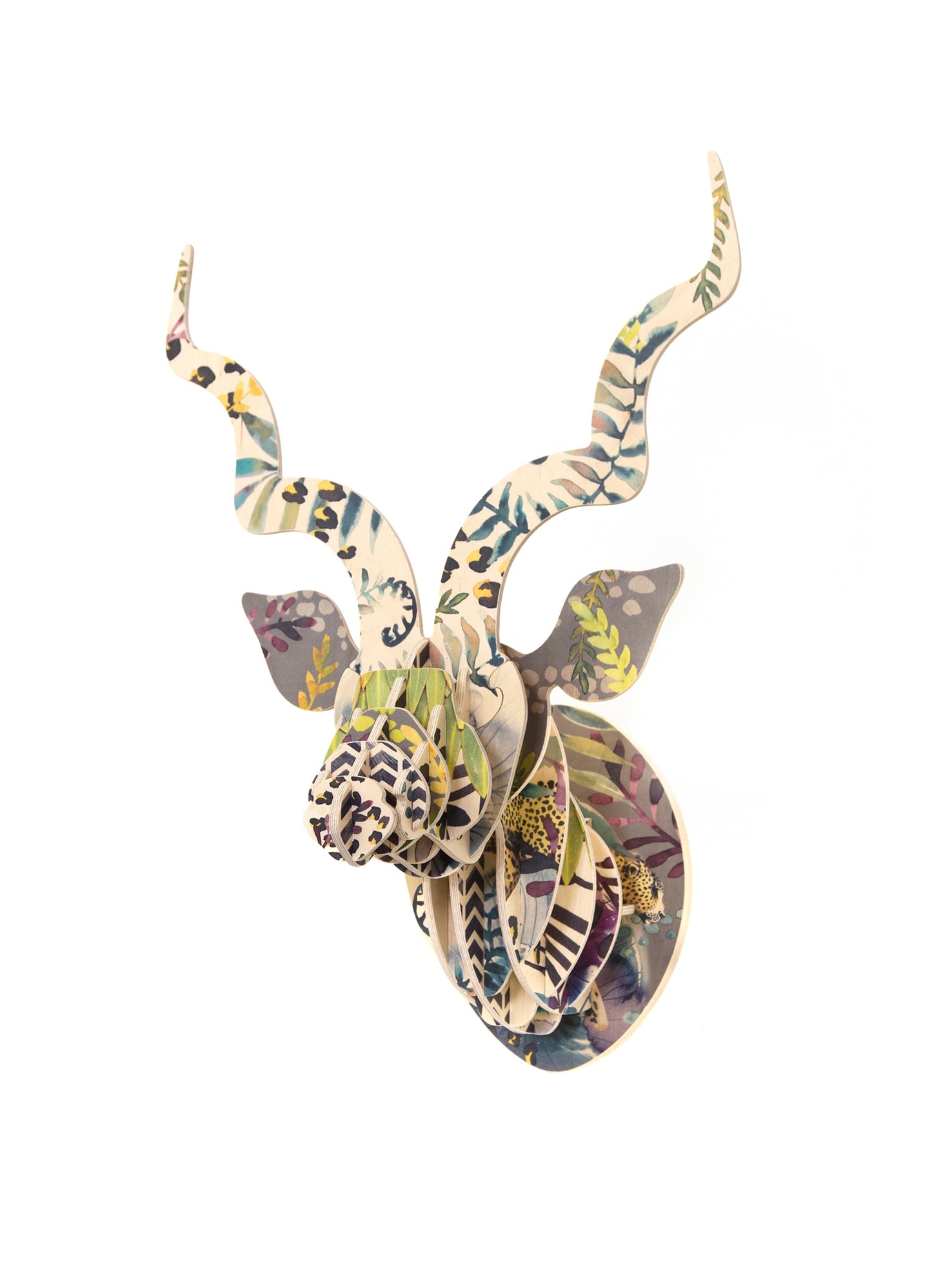 Kudu with Artist Leopard Print wall mount