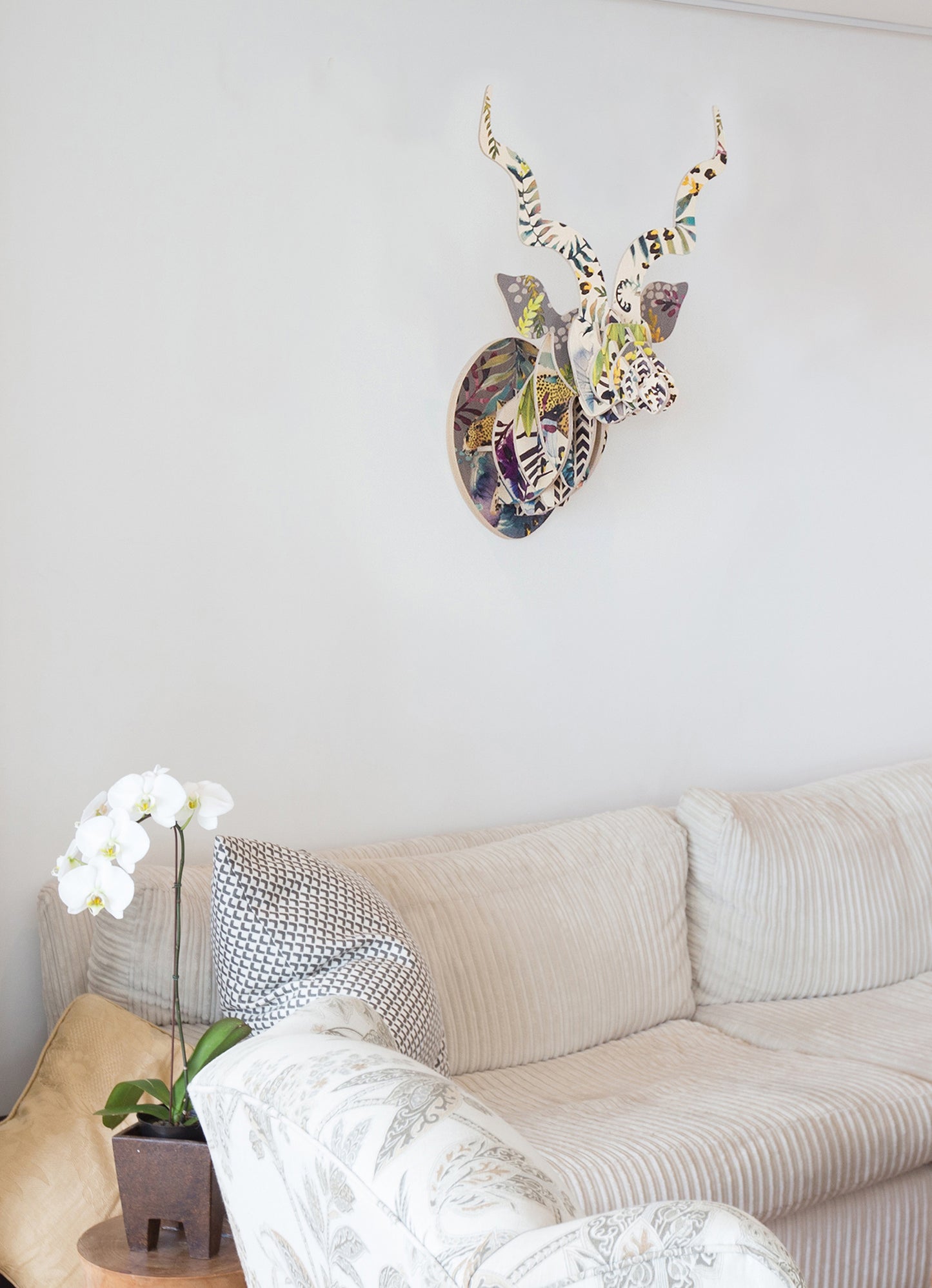 Kudu with Artist Leopard Print wall mount