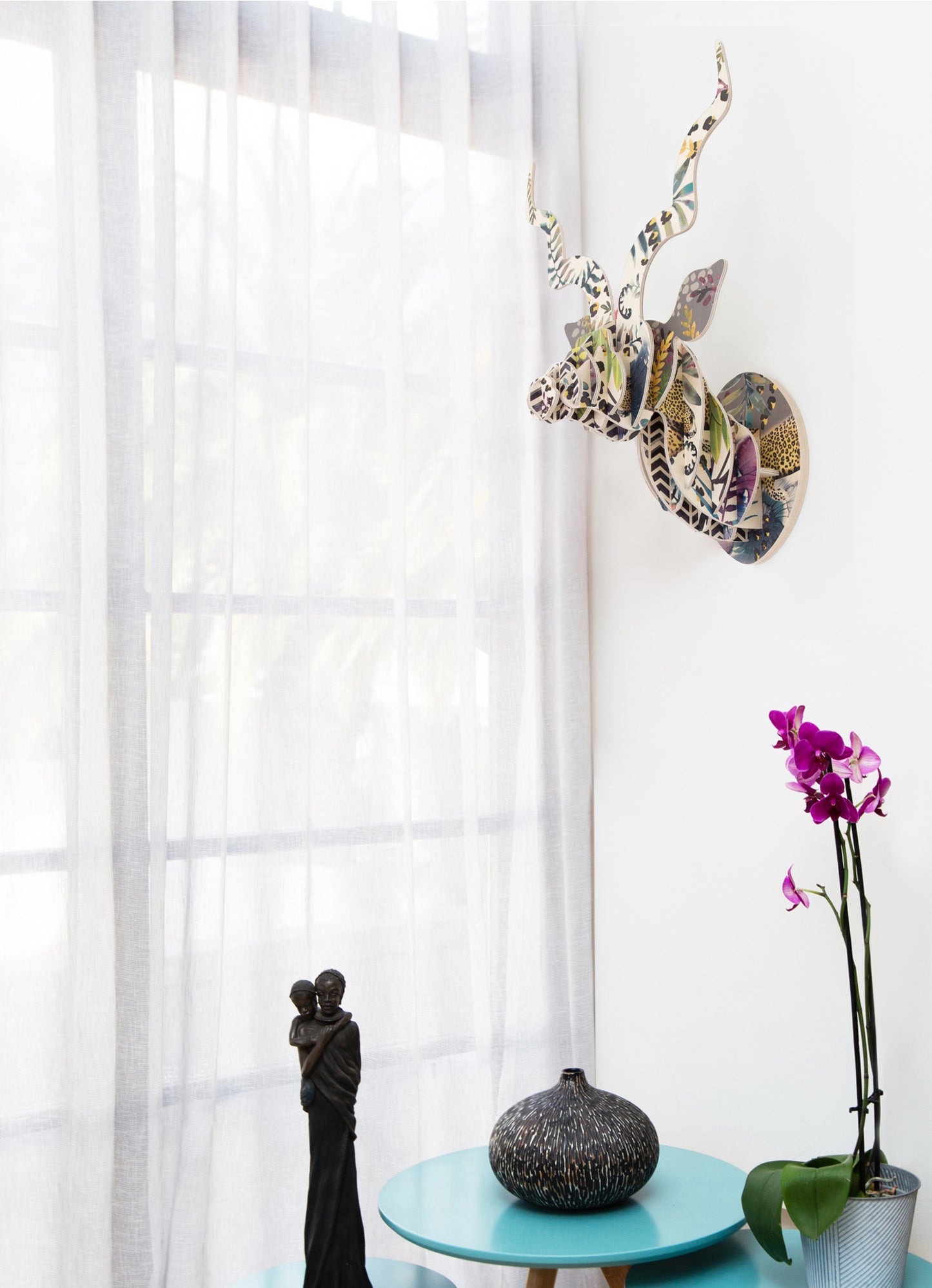 Kudu with Artist Leopard Print wall mount