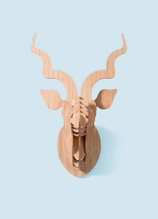 Kudu head in bamboo wall mount