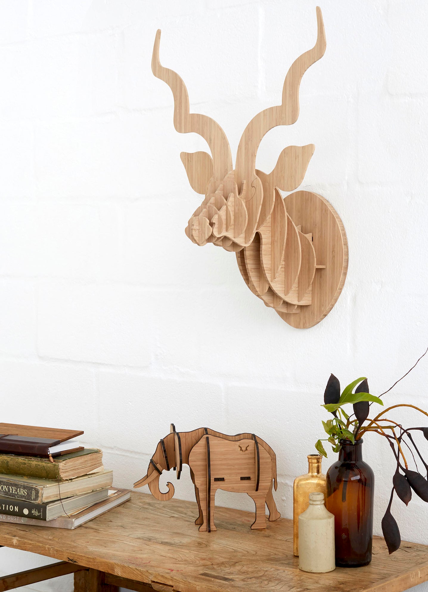Kudu head in bamboo wall mount