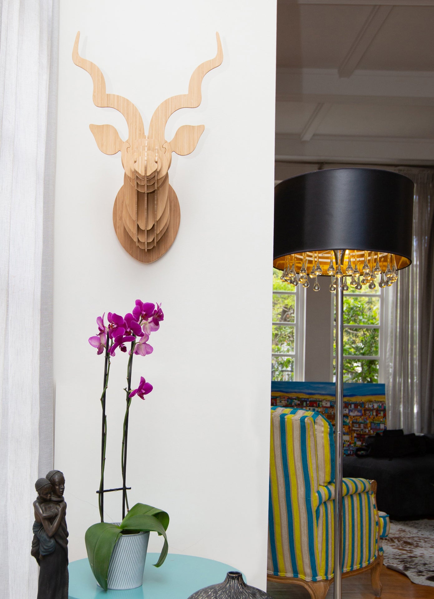 Kudu head in bamboo wall mount
