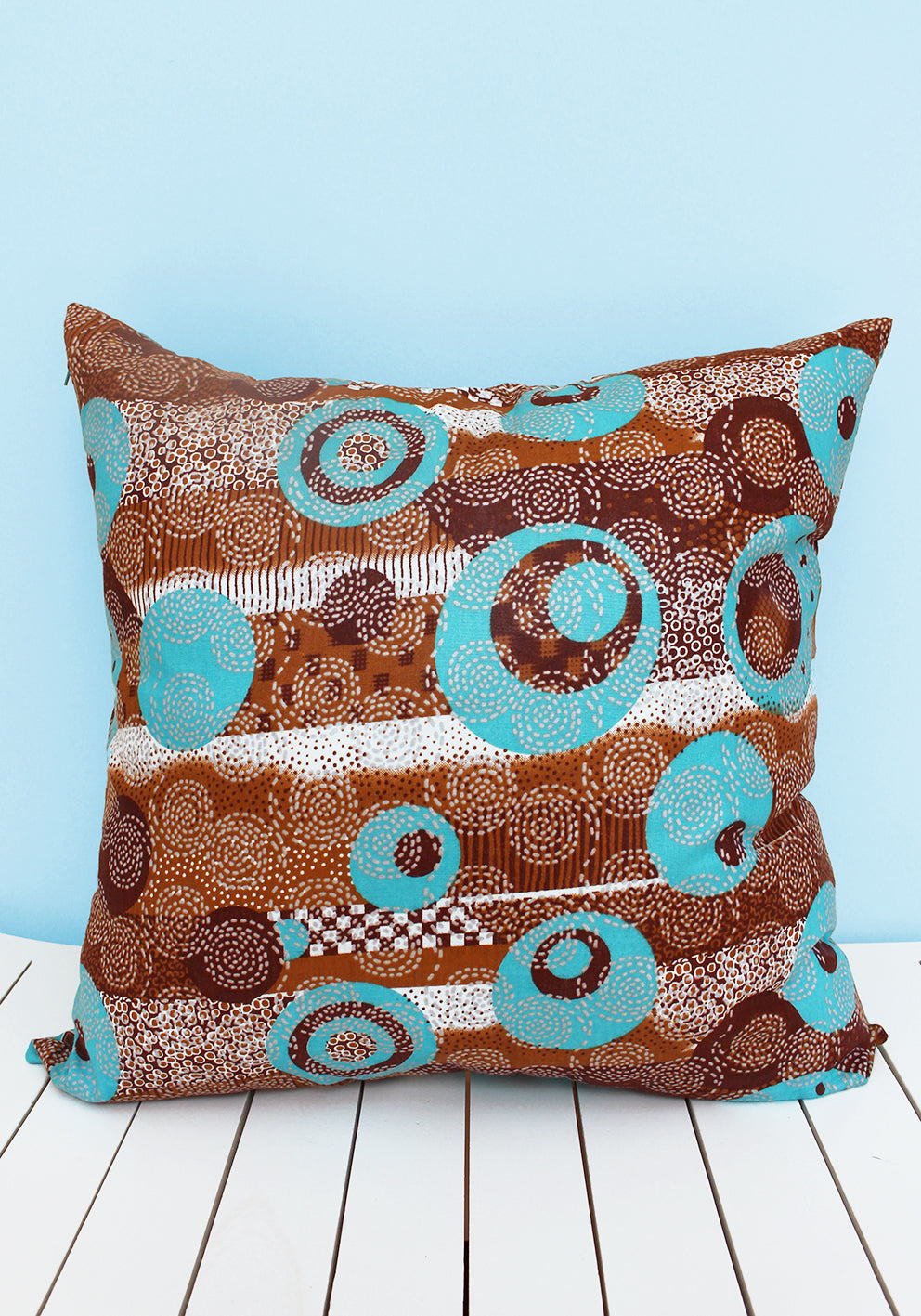 Choose from various turquoise & brown Java African wax print scatter cushions