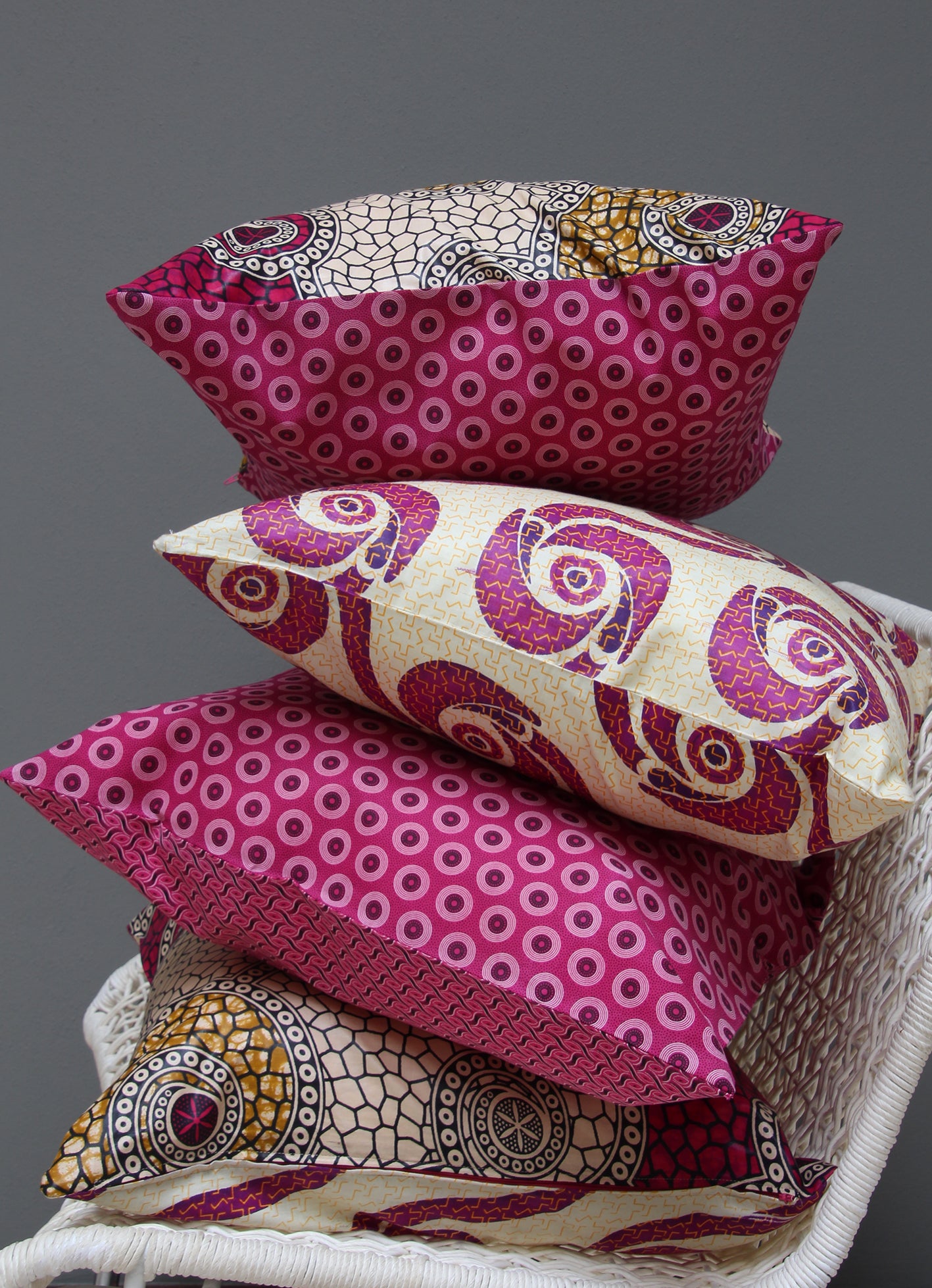 Shocking pink Java African wax print scatter cushion