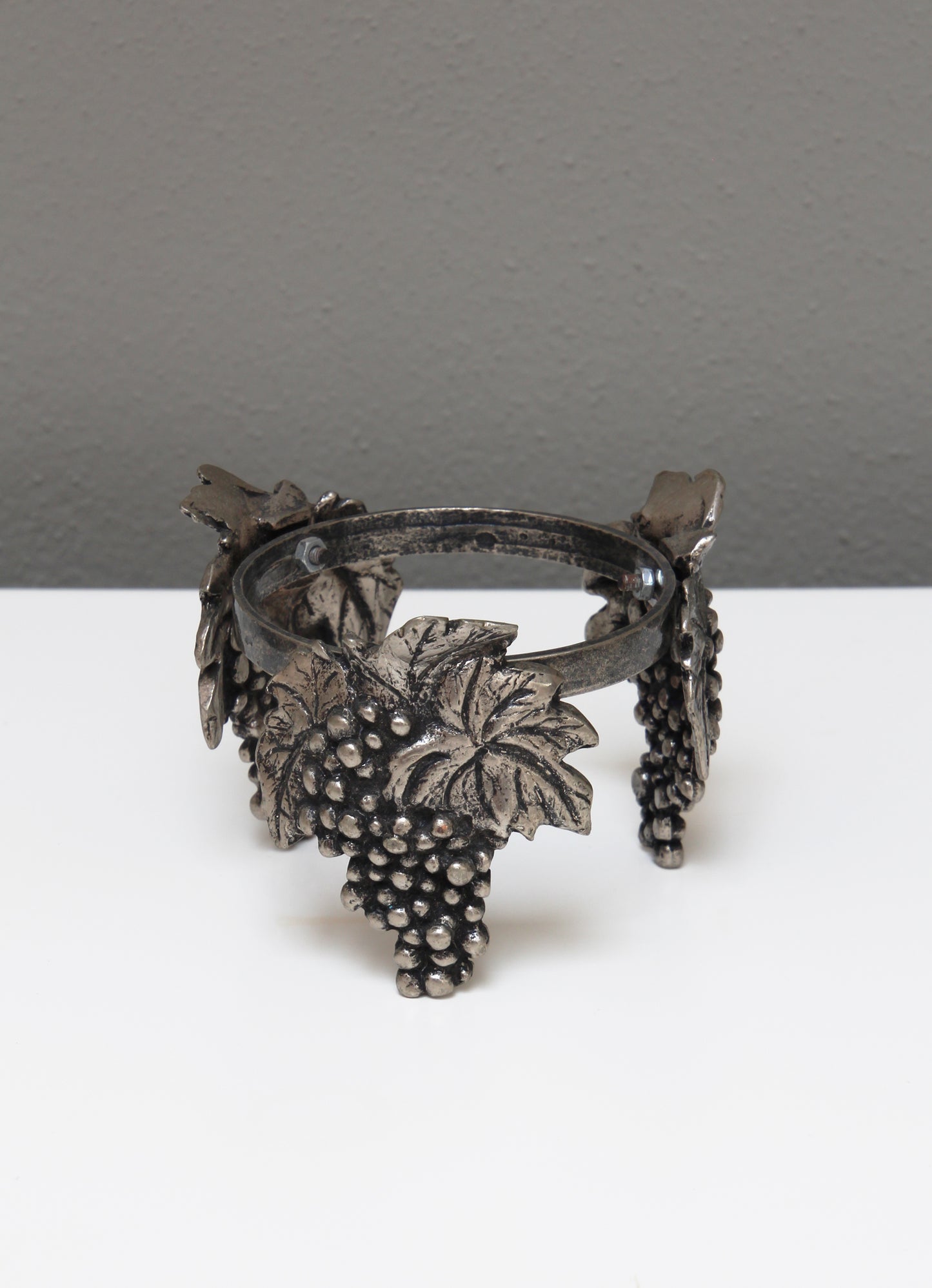 Grape antique nickel ostrich egg stand