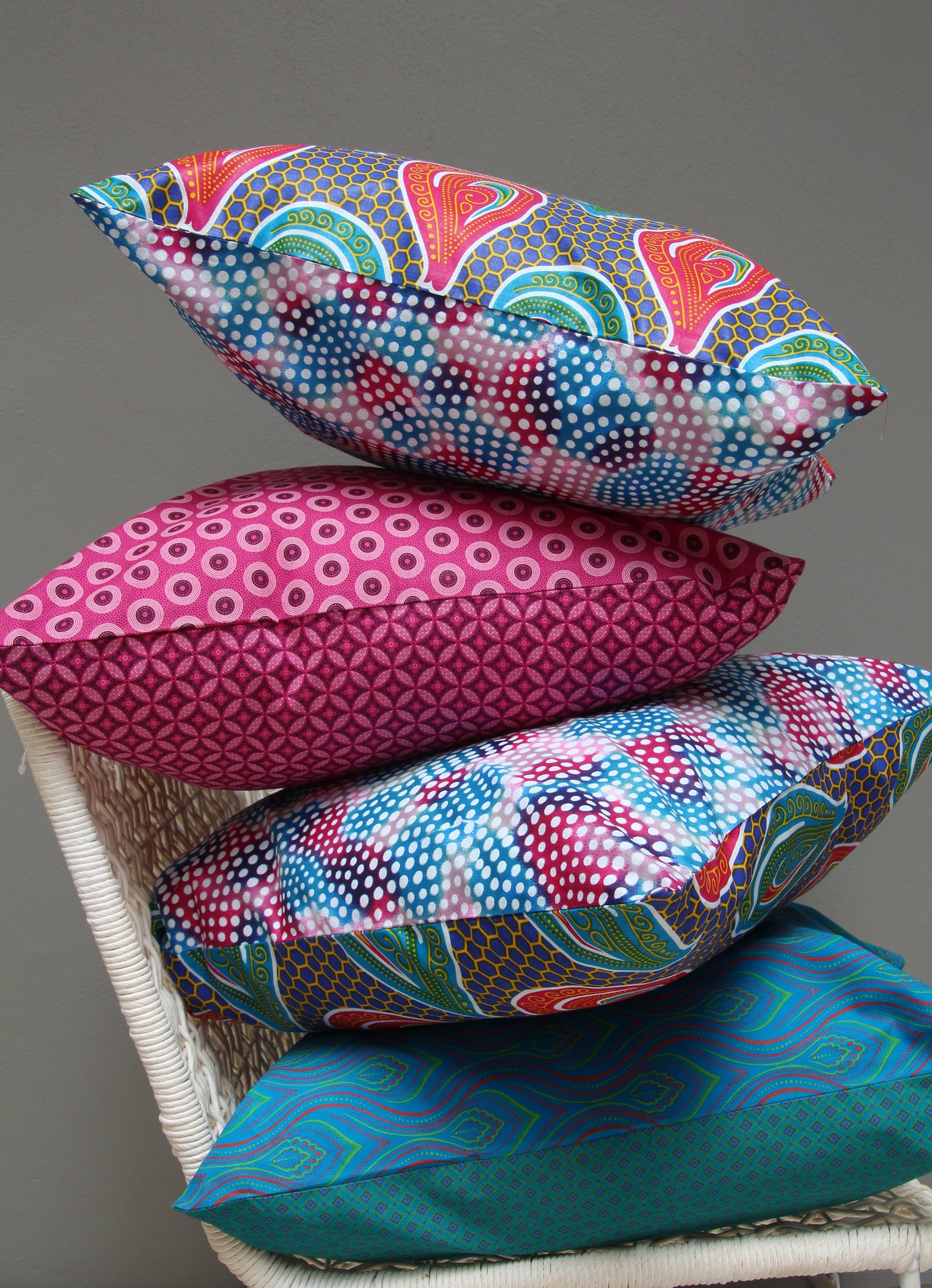 Pink, green & blue Java African wax print scatter cushion