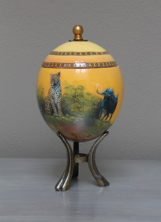 Decoupage Big 5 ostrich eggshell jewelry box