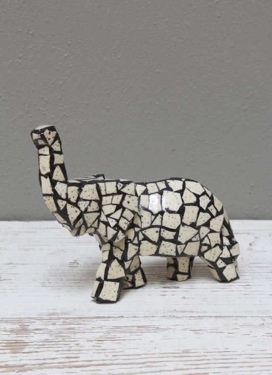Mosaic eggshell elephant in varying sizes