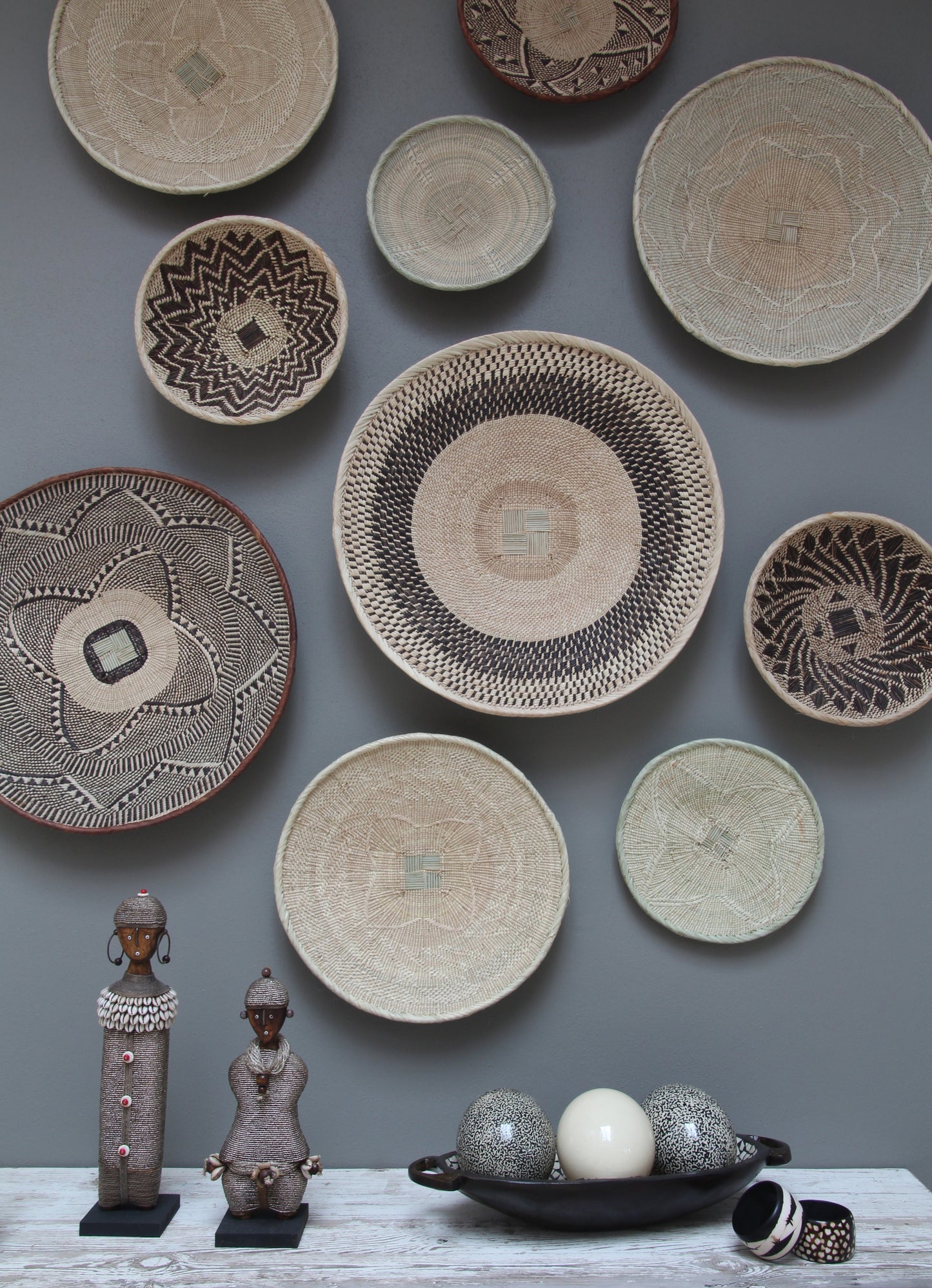 African Tonga baskets: 34cm,33cm,34cm