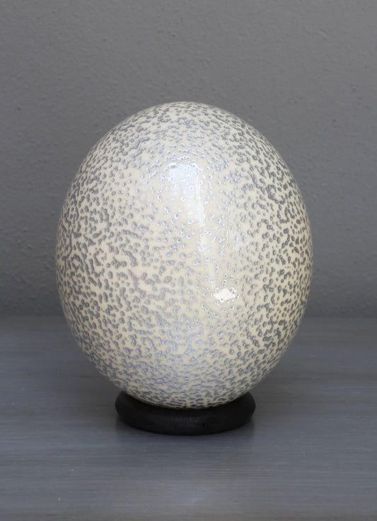 Speckled cream and silver ostrich egg