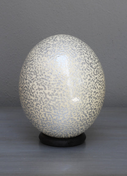 Speckled cream and silver ostrich egg