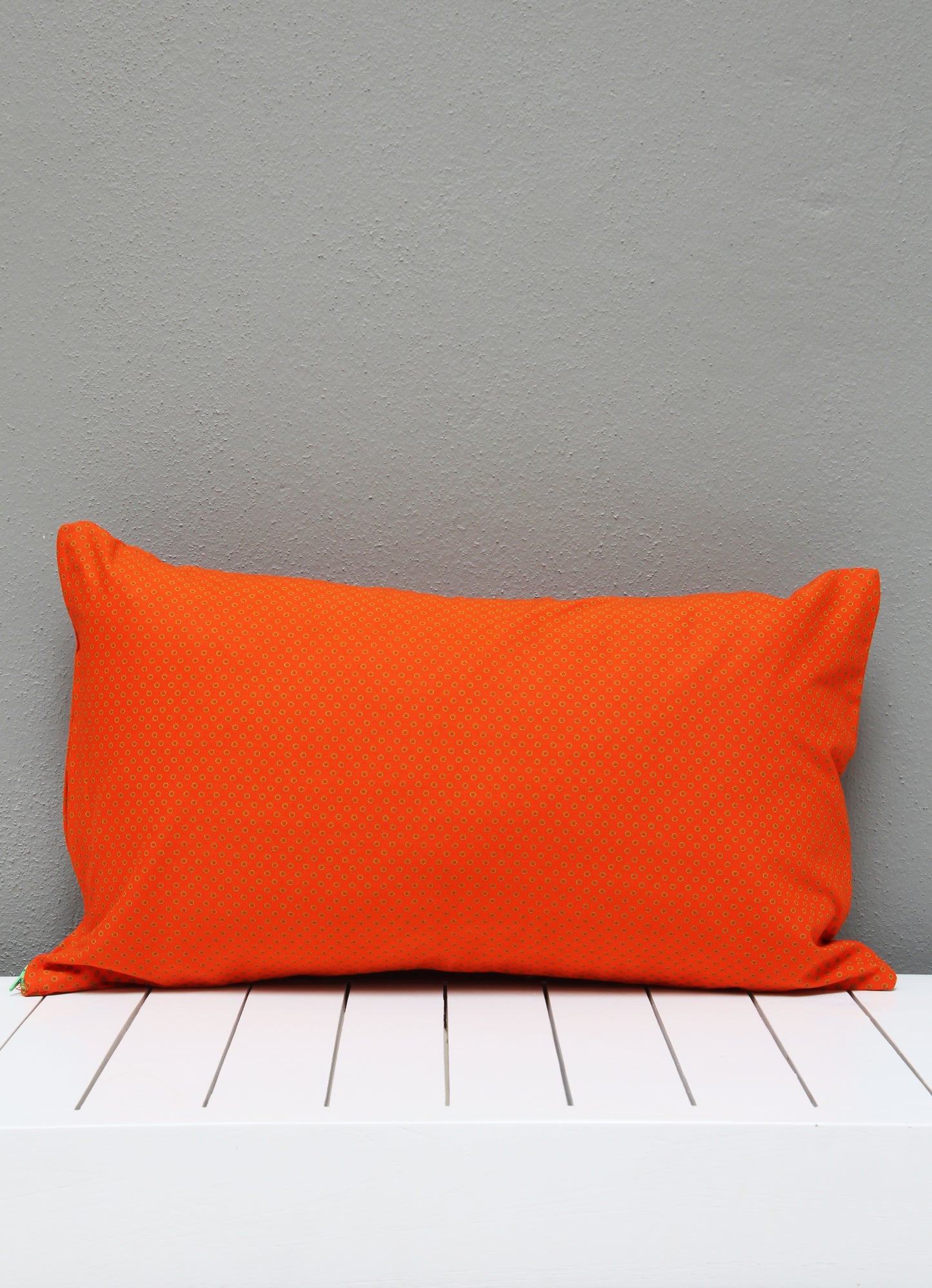 Orange and green Shweshwe scatter cushion