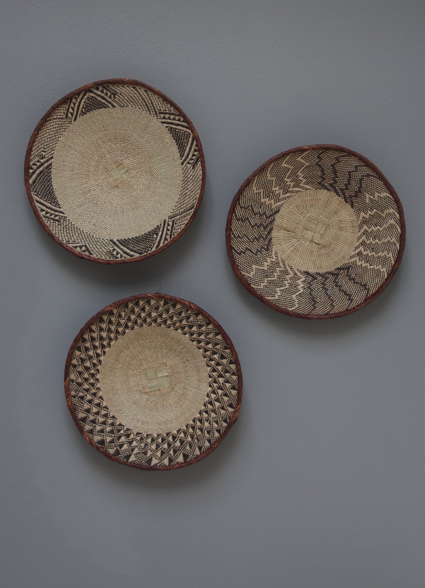 African Tonga baskets: 41cm,41cm,42cm