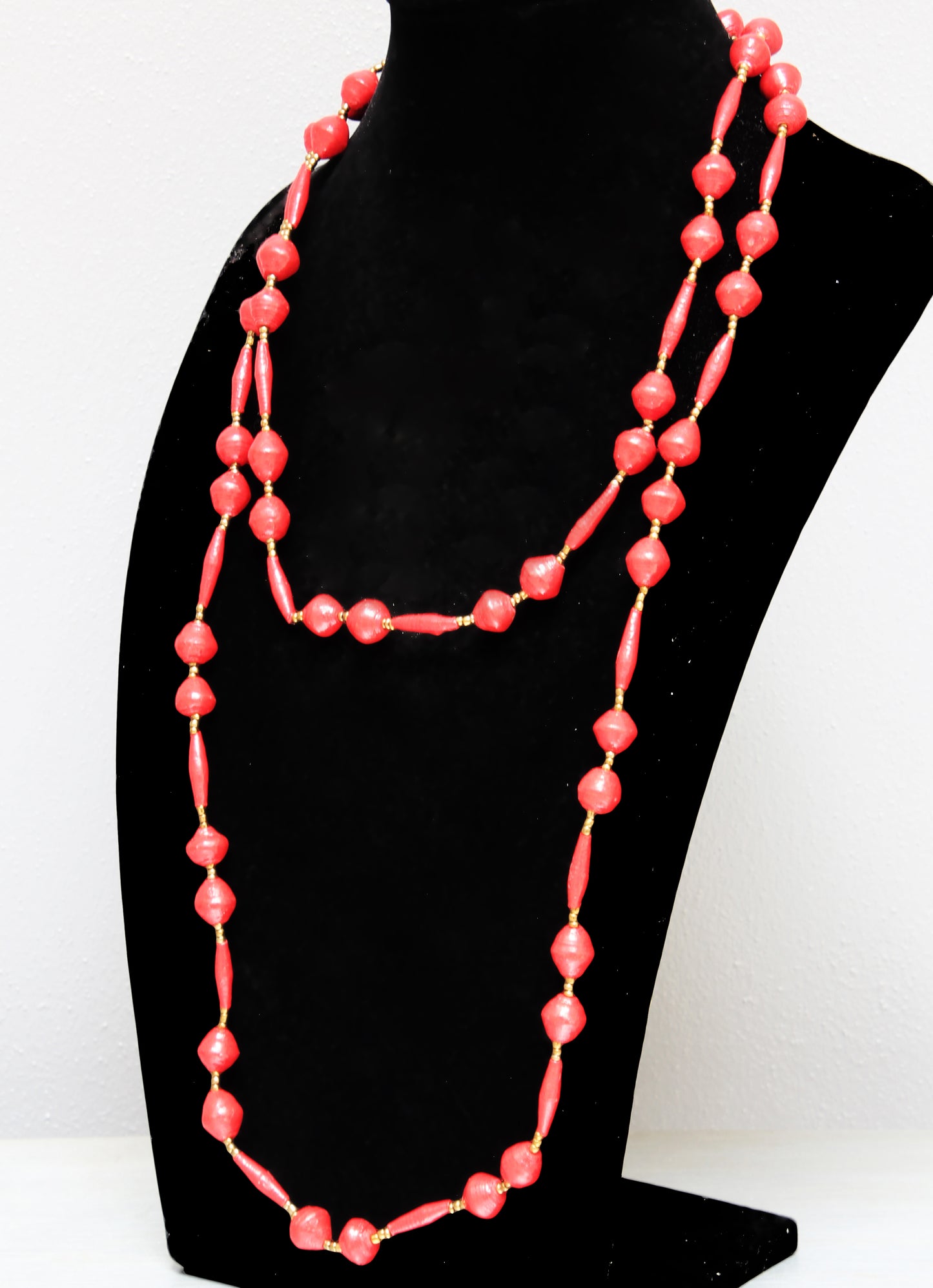 Hand-crafted paper beaded African necklace