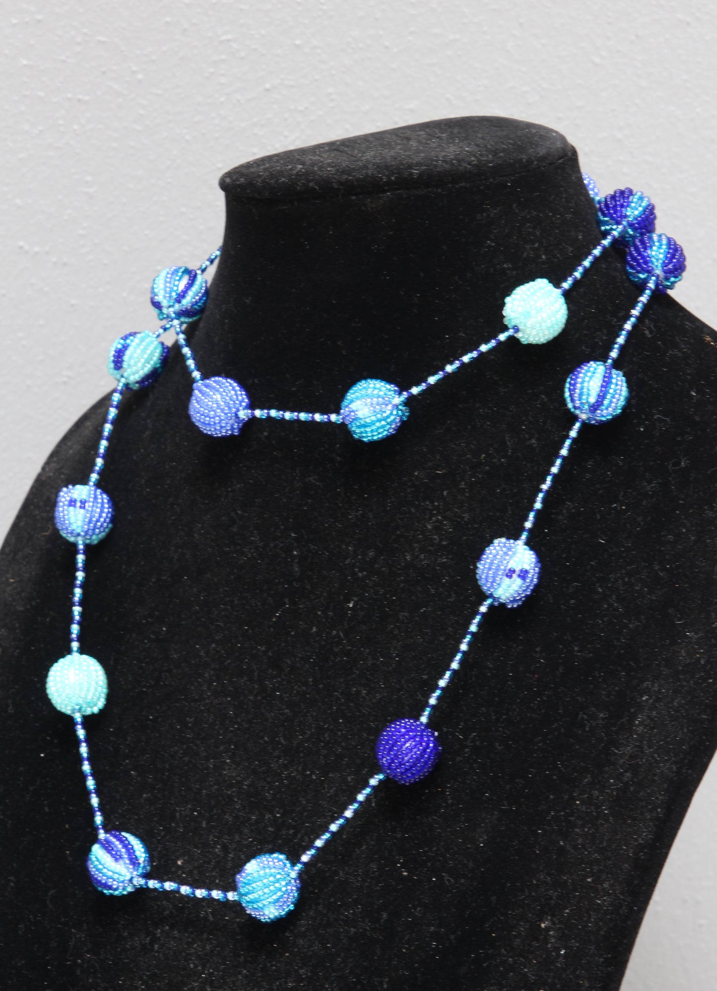 Multi-beaded African mint green and blue necklace