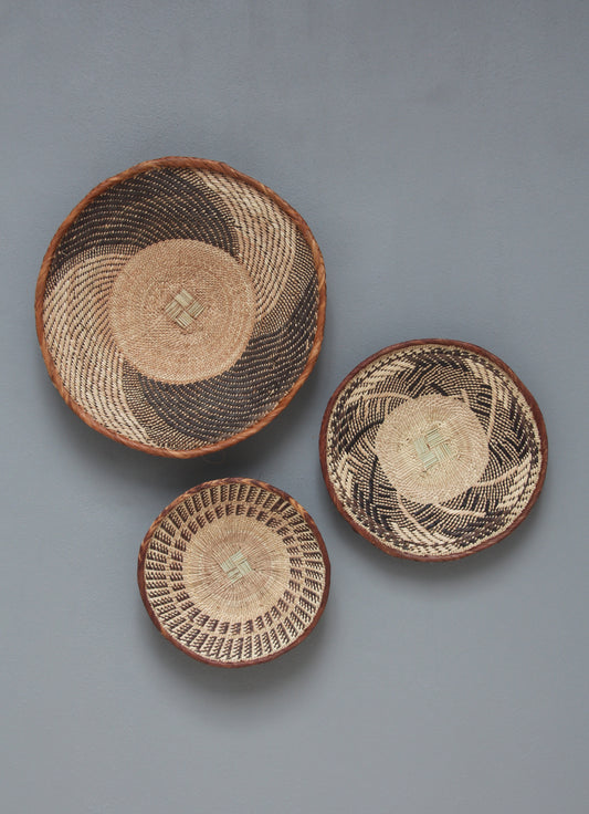 African Tonga baskets: 29cm,35cm,44cm