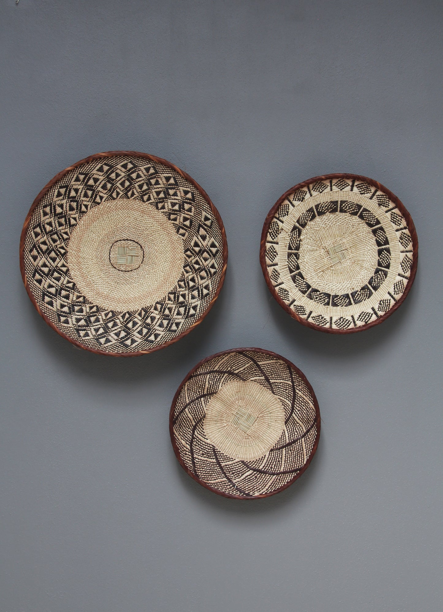African Tonga baskets: 33cm,35cm,44cm