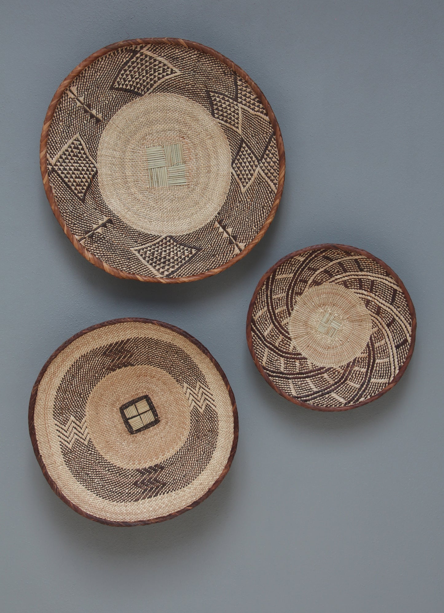 African Tonga baskets: 32cm,39.5cm,47cm